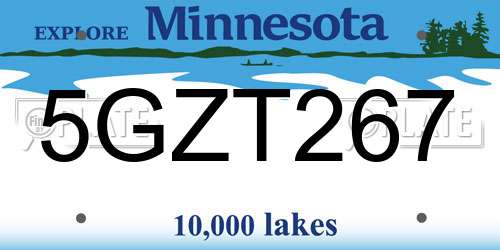5GZT267 Minnesota License Plate