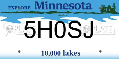 5H0SJ Minnesota License Plate