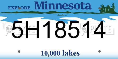 5H18514 Minnesota License Plate