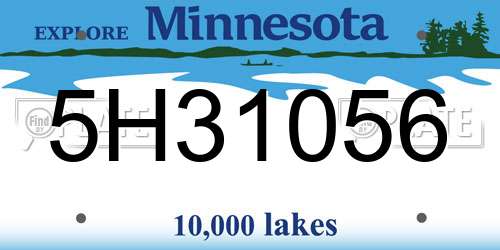 5H31056 Minnesota License Plate
