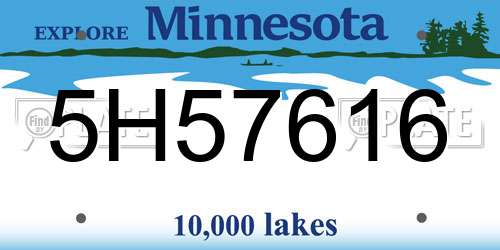 5H57616 Minnesota License Plate