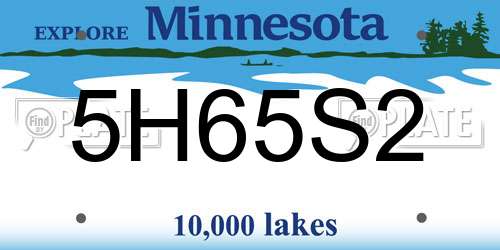 5H65S2 Minnesota License Plate