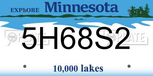 5H68S2 Minnesota License Plate
