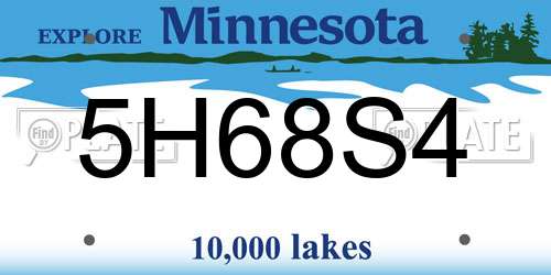5H68S4 Minnesota License Plate