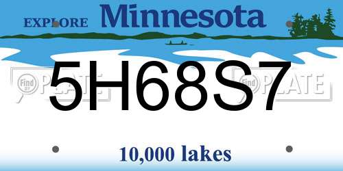 5H68S7 Minnesota License Plate