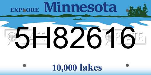 5H82616 Minnesota License Plate