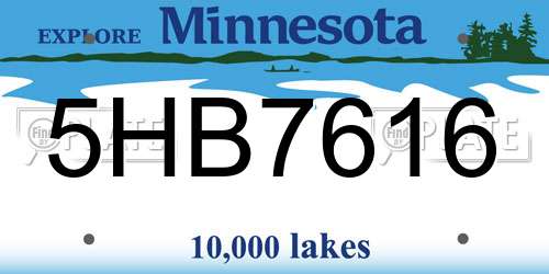 5HB7616 Minnesota License Plate