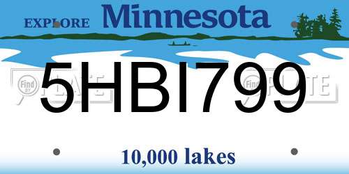 5HBI799 Minnesota License Plate