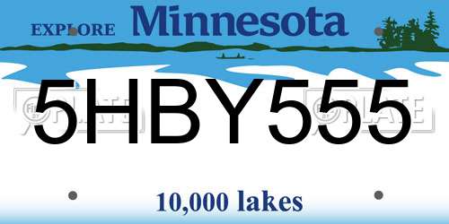 5HBY555 Minnesota License Plate