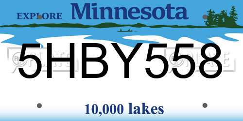5HBY558 Minnesota License Plate