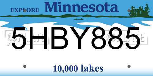 5HBY885 Minnesota License Plate