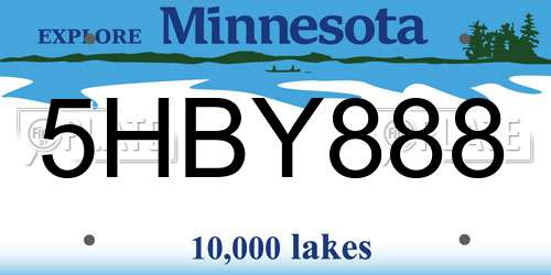 5HBY888 Minnesota License Plate