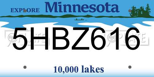 5HBZ616 Minnesota License Plate