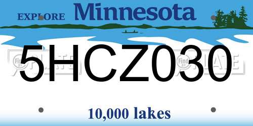 5HCZ030 Minnesota License Plate