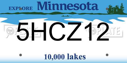 5HCZ12 Minnesota License Plate