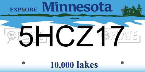 5HCZ17 Minnesota License Plate