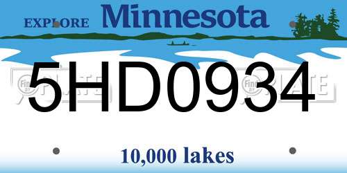 5HD0934 Minnesota License Plate