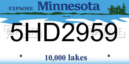 5HD2959 Minnesota License Plate