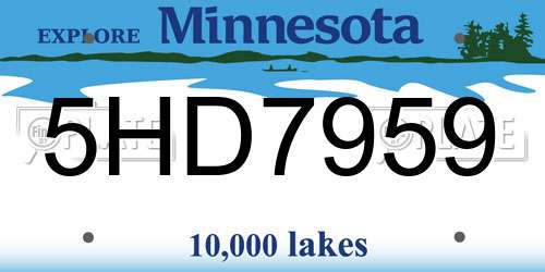 5HD7959 Minnesota License Plate