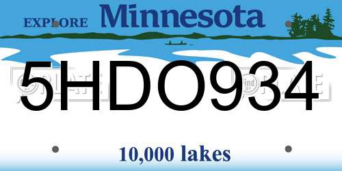 5HDO934 Minnesota License Plate