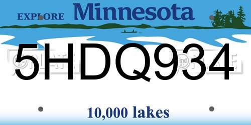 5HDQ934 Minnesota License Plate