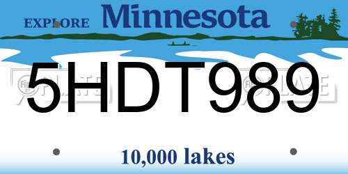5HDT989 Minnesota License Plate