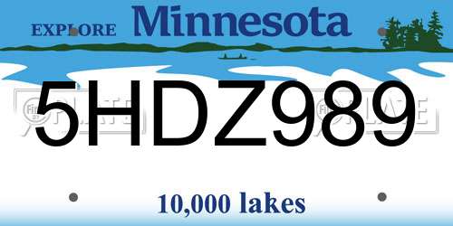 5HDZ989 Minnesota License Plate