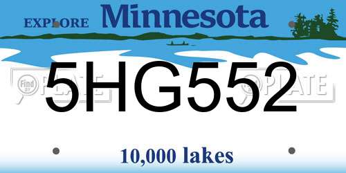 5HG552 Minnesota License Plate