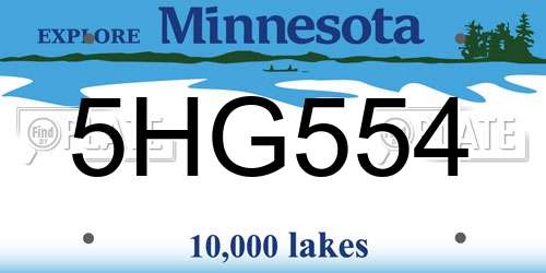 5HG554 Minnesota License Plate