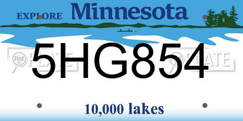 5HG854 Minnesota License Plate