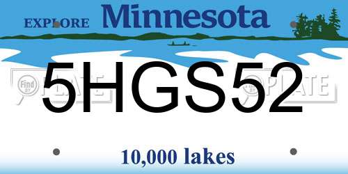 5HGS52 Minnesota License Plate