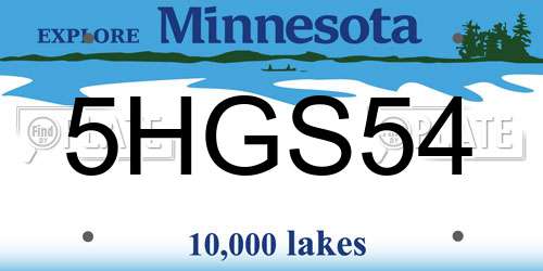 5HGS54 Minnesota License Plate