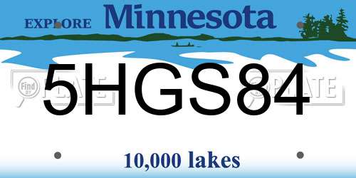 5HGS84 Minnesota License Plate