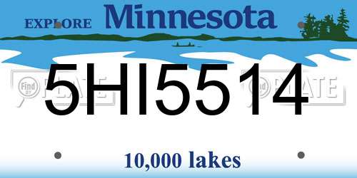 5HI5514 Minnesota License Plate
