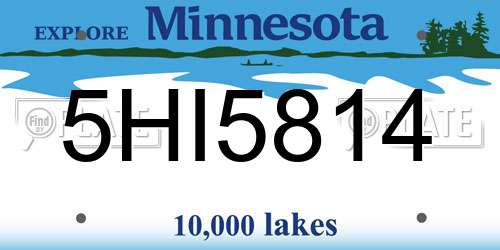 5HI5814 Minnesota License Plate