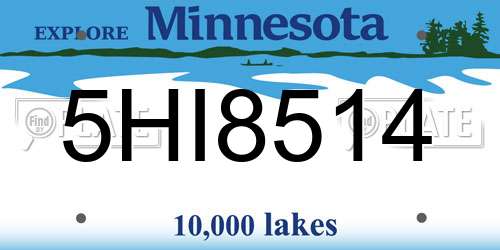5HI8514 Minnesota License Plate