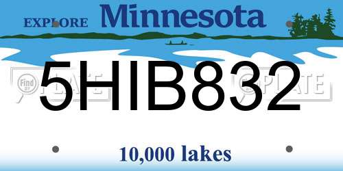 5HIB832 Minnesota License Plate