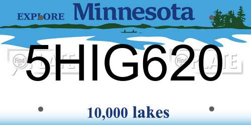 5HIG620 Minnesota License Plate