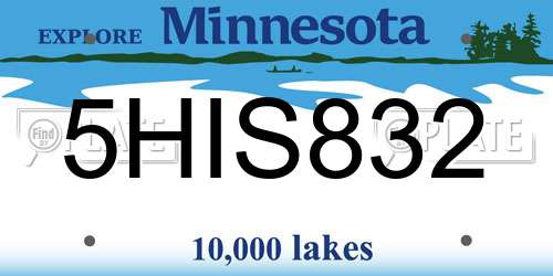 5HIS832 Minnesota License Plate