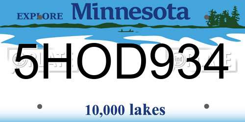5HOD934 Minnesota License Plate