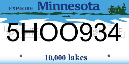 5HOO934 Minnesota License Plate