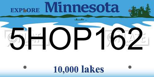 5HOP162 Minnesota License Plate