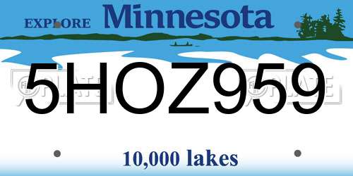 5HOZ959 Minnesota License Plate