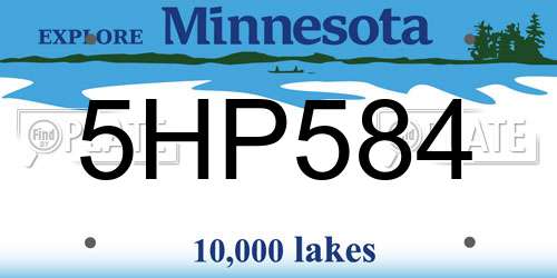 5HP584 Minnesota License Plate