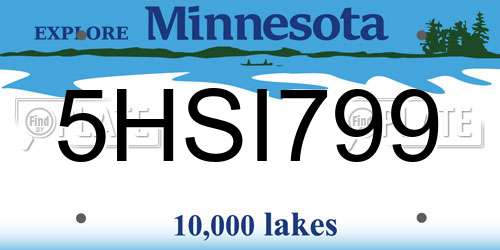 5HSI799 Minnesota License Plate