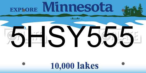 5HSY555 Minnesota License Plate