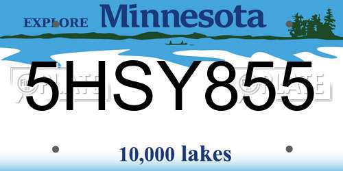 5HSY855 Minnesota License Plate