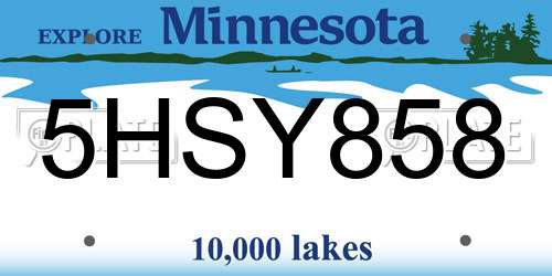 5HSY858 Minnesota License Plate