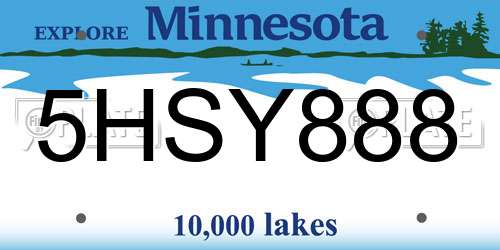5HSY888 Minnesota License Plate