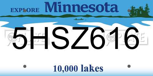 5HSZ616 Minnesota License Plate